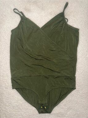J.Crew Olive Green Faux Wrap Bodysuit Small
